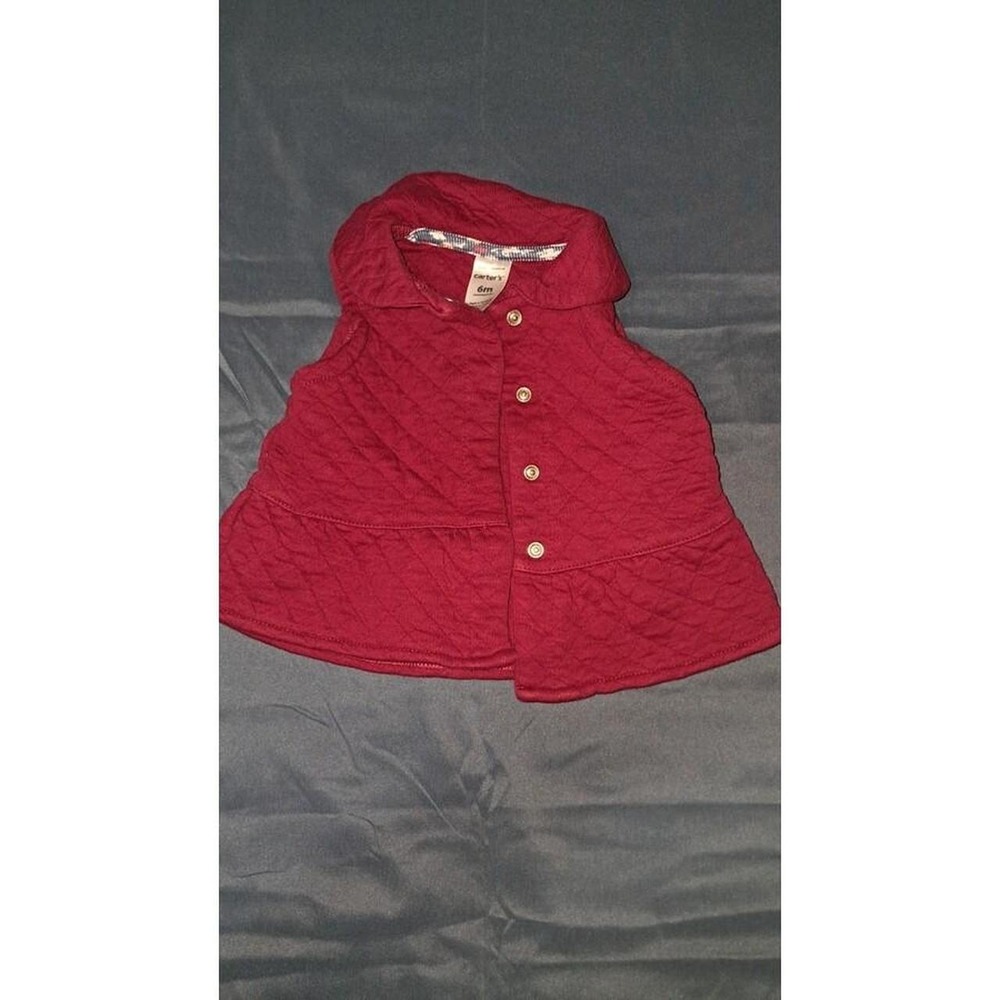 Carter's Quilted Vest Baby Girls 6M Red Peplum Diamond Quilt Outerwear